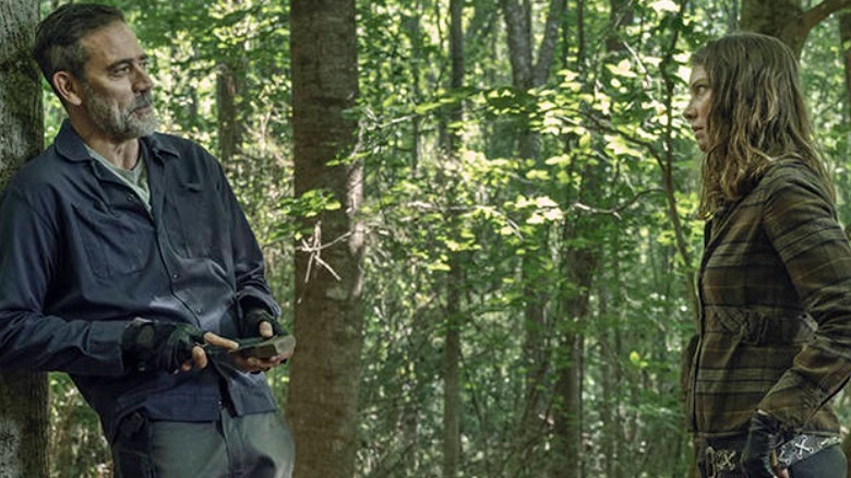 Negan and Maggie in the woods