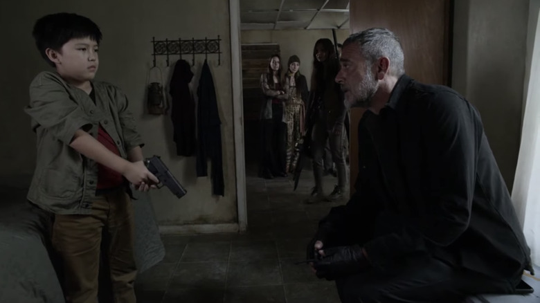 Negan confronts Hershel, Iphone visible