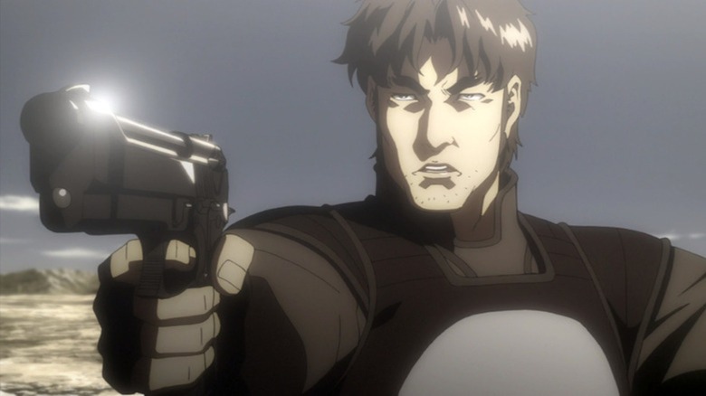 Anime-styled Punisher wields a firearm in "Iron Man: Rise of Technovore"