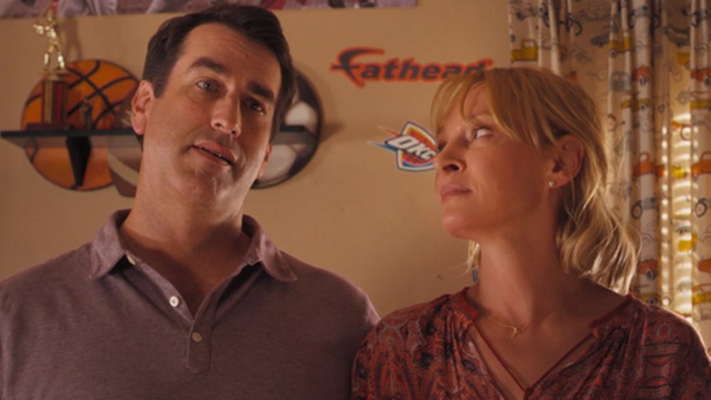 Rob Riggle and Uma Thurman in The War with Grandpa