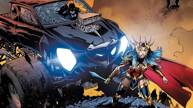 Batman driving Batmobeast