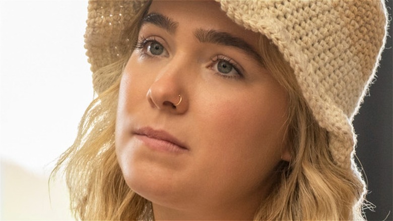 Close-up of Portia wearing a hat