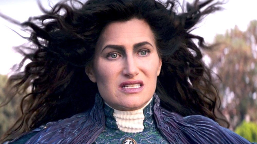 Agatha Harkness threatening with hair flowing in wind