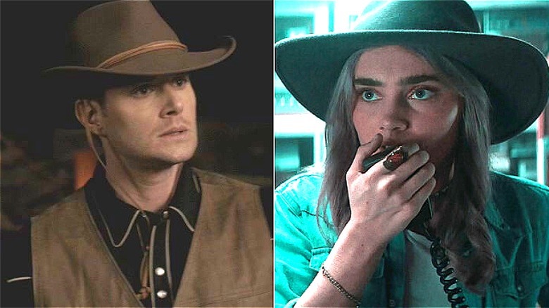 Split photo of Dean and Mary in cowboy hats