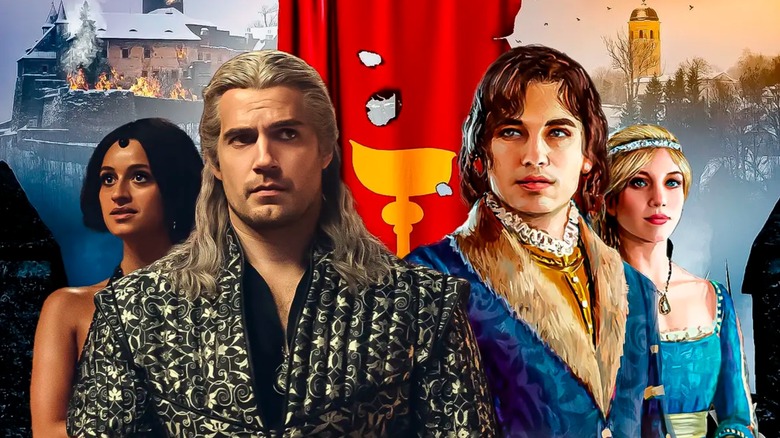 Yennefer, Geralt, Reynevan, and Nicolette