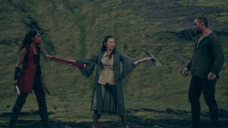 The cast of The Witcher: Blood Origin outside