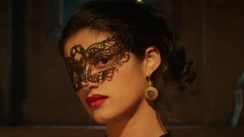 Yennefer wearing black lace mask