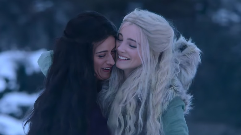 Ciri and Yennefer ice-skating