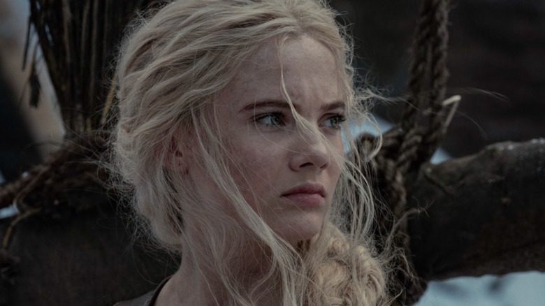 Freya Allan looks pensive as Ciri in The Witcher season 2.