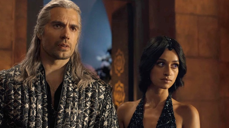 Geralt and Yennefer looking annoyed together