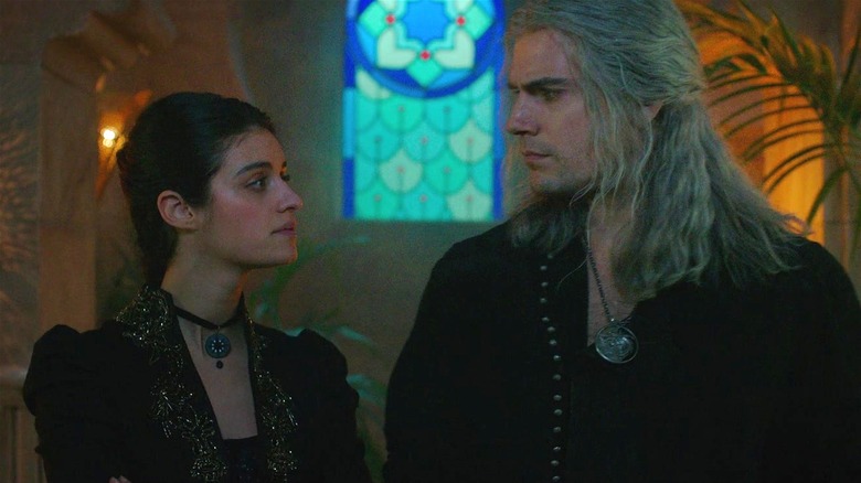 Geralt staring at Yennefer