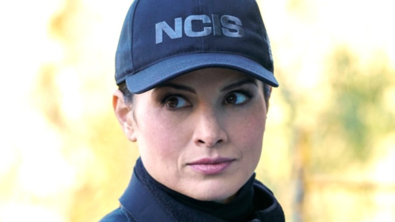 Jessica Knight wearing NCIS hat