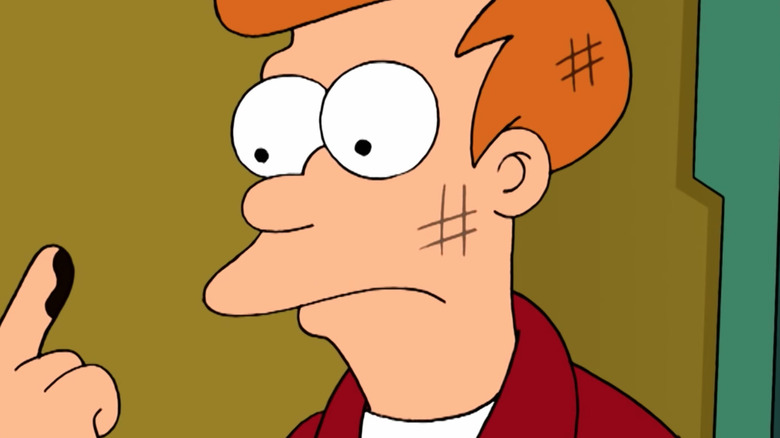 Fry licking oil on Futurama