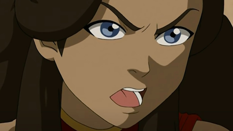 Katara wearing Fire Nation clothing