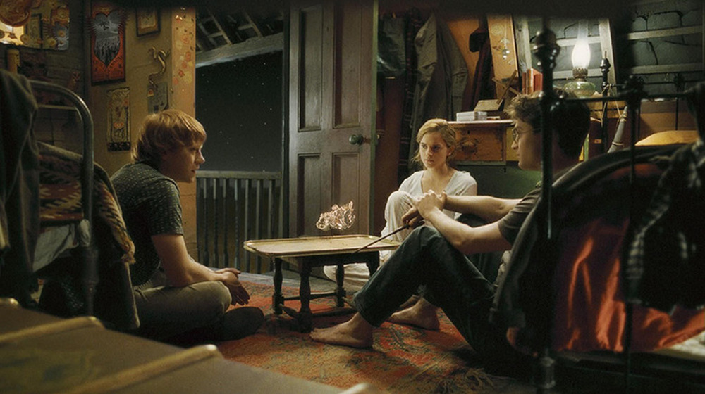 Harry and his friends sitting