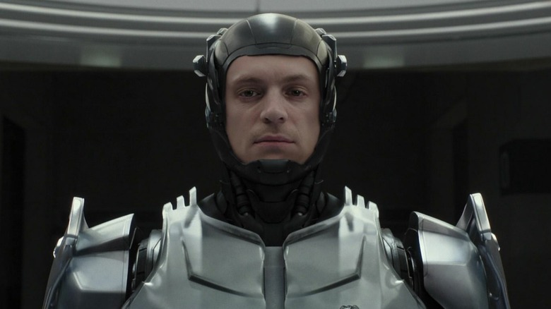 RoboCop vacantly stares during maintenance