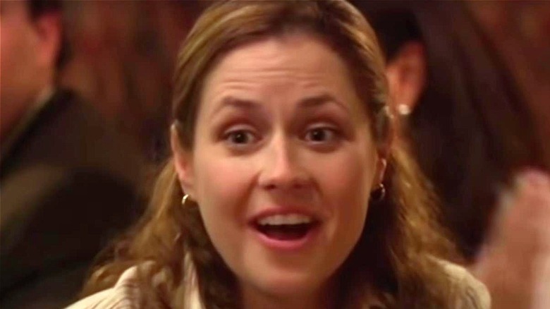 Jenna Fischer laughing in The Office