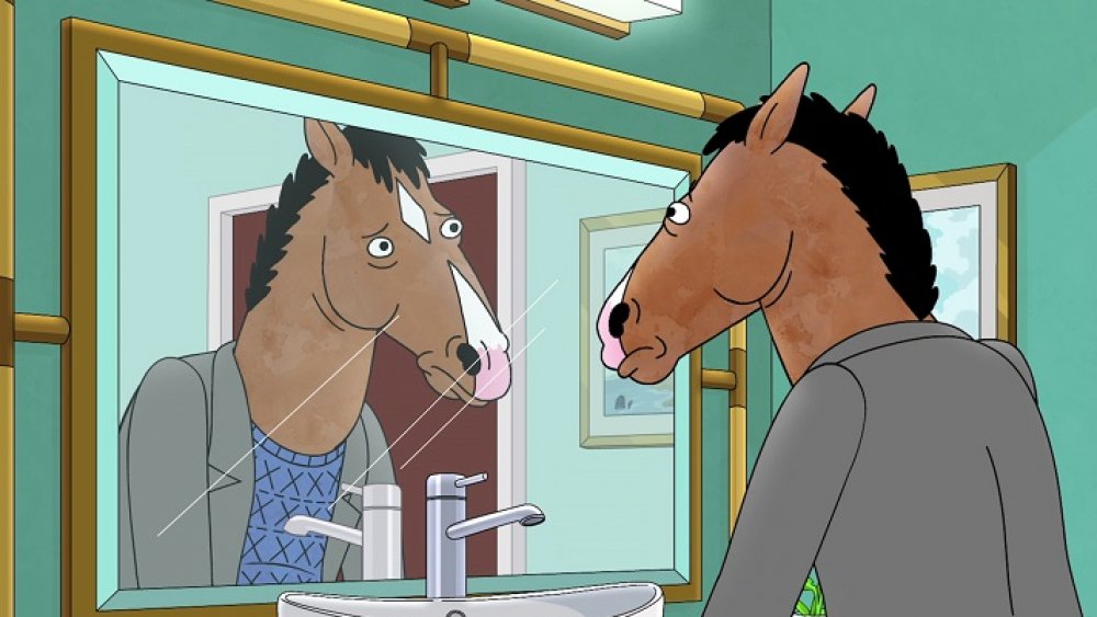 Bojack looks in the mirror in Bojack Horseman