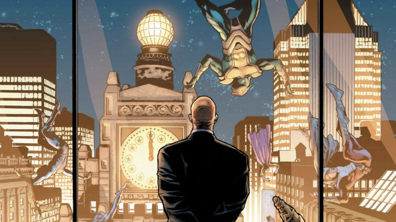 Lex Luthor watches as the Everymen fall to their deaths in 52 #35 (2007)