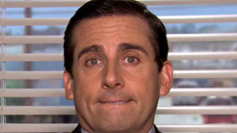 Michael Scott biting lip on The Office