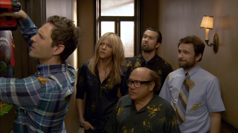 The Gang outside the apartment