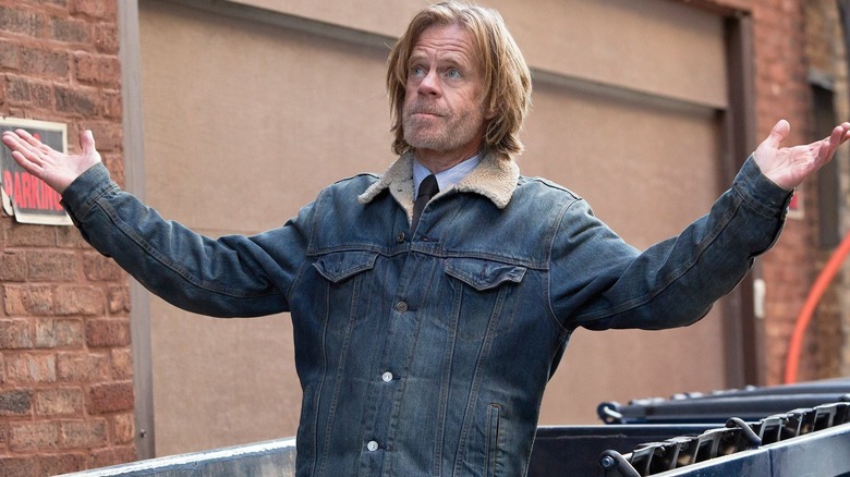 Frank Gallagher shrugging while standing in garbage bin (2019)