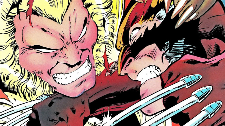 Sabretooth clashes with Wolverine on the cover of Uncanny X-Men #213 (1986)