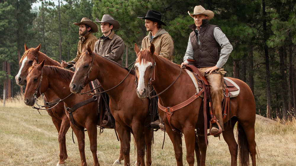 Yellowstone characters on horseback