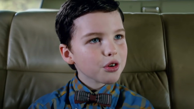 Young Sheldon Cooper sitting in the car