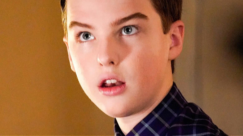 Young Sheldon Cooper looking surprised