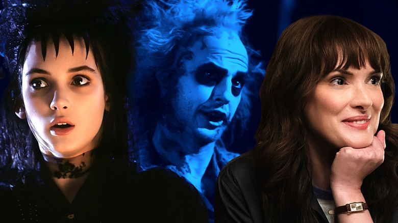 Lydia Deetz worried, Beetlejuice talking, and Joyce Byers smiling