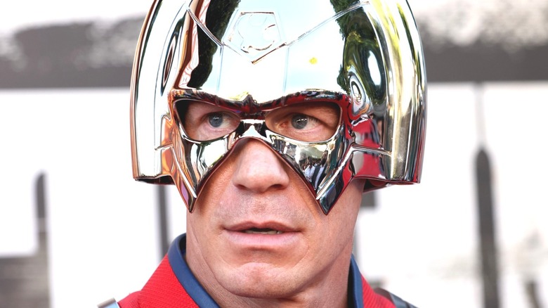 John Cena in the Peacemaker helmet