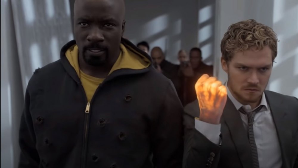 Finn Jones and Mike Colter as Iron Fist and Luke Cage in Marvel and Netflix's The Defenders