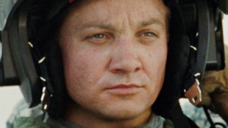 Jeremy Renner wearing helmet