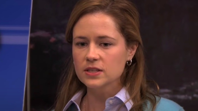Pam talking to colleagues