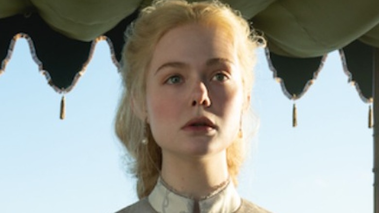 Elle Fanning in "The Great," under war tent