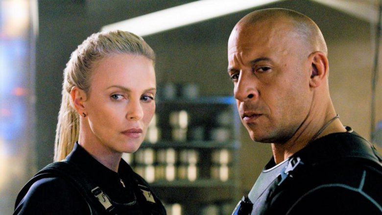 Charlize Theron and Vin Diesel in the Fast and the Furious franchise