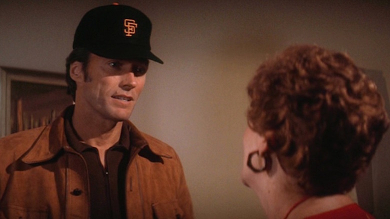 Harry Callahan wearing Giants cap