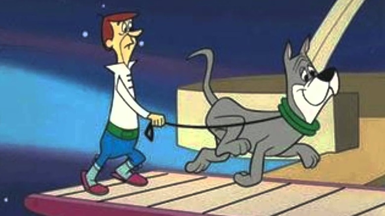 George Jetson walking dog