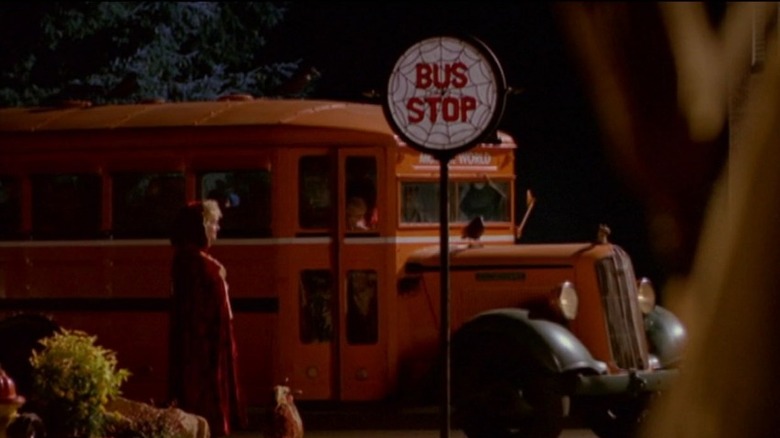 Grandma Aggie waiting for bus
