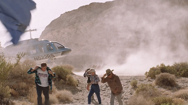 Helicopter landing in desert