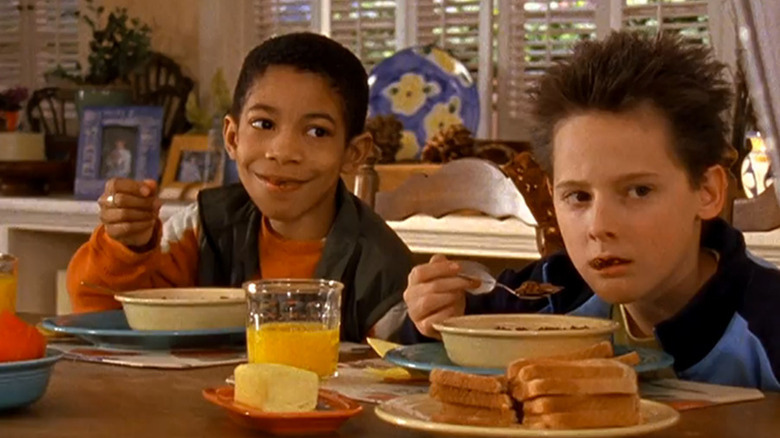 Lanny and Matt eating cereal