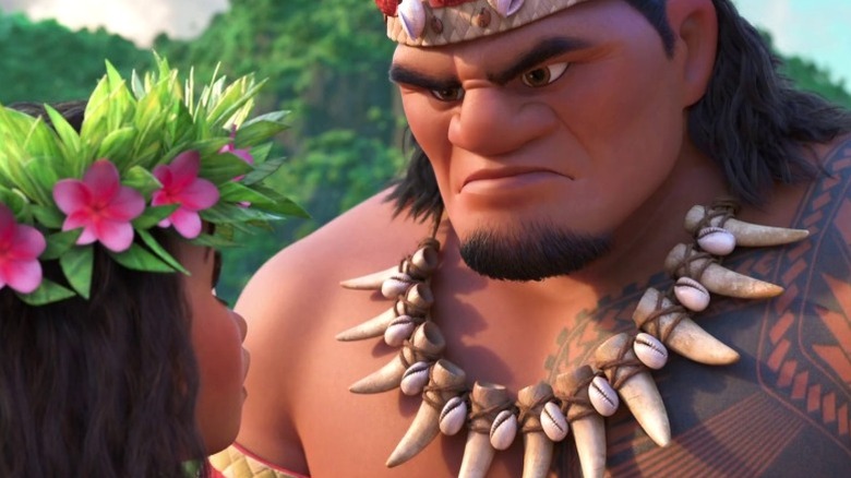 Tui glaring angrily at Moana
