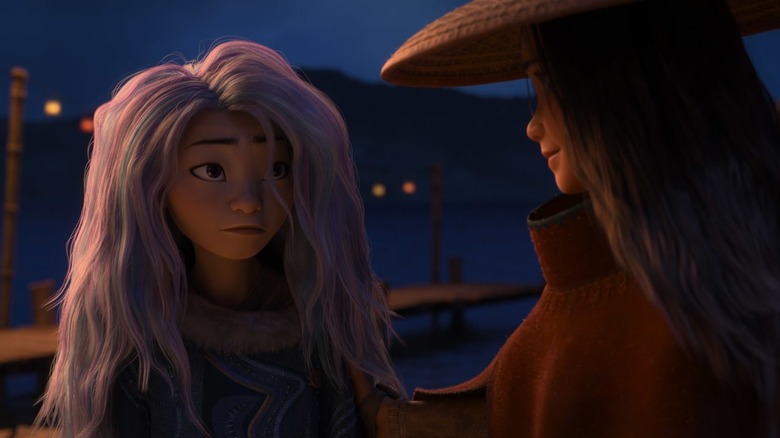 Sisu and Raya look at each other