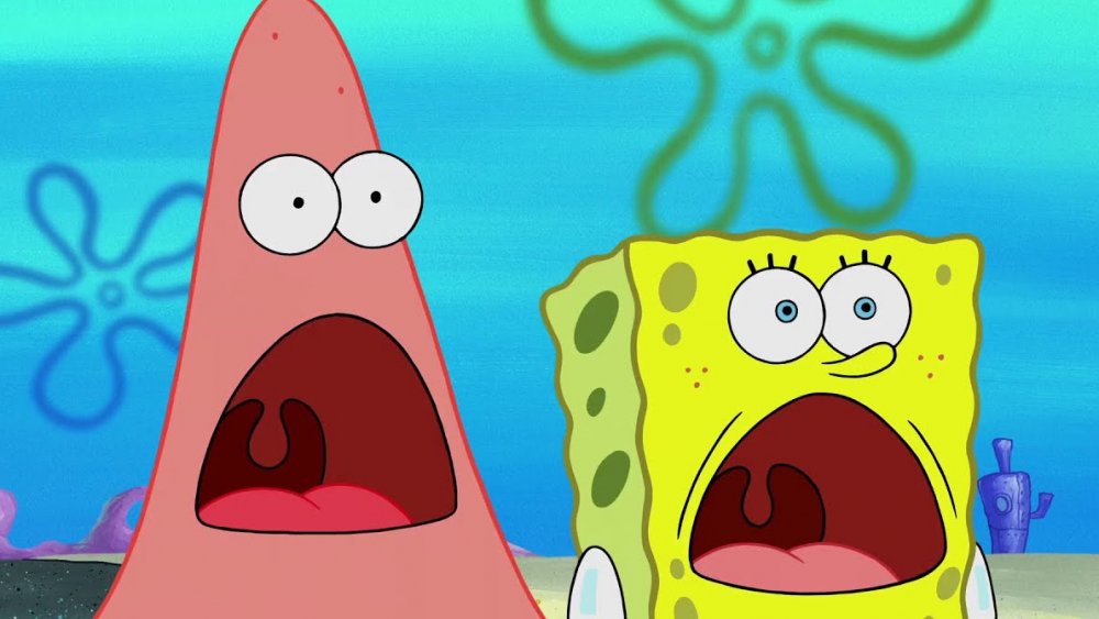 spongebob's face when he discovers squidward likes krabby patties