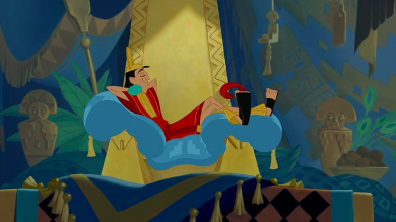 Kuzco on his throne