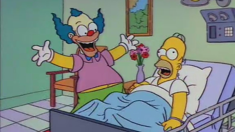 Homer in the hospital with Krusty