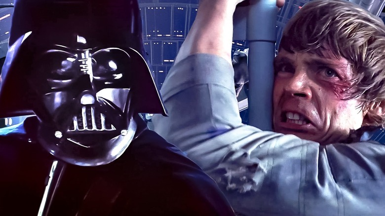 Darth Vader next to distraught Luke