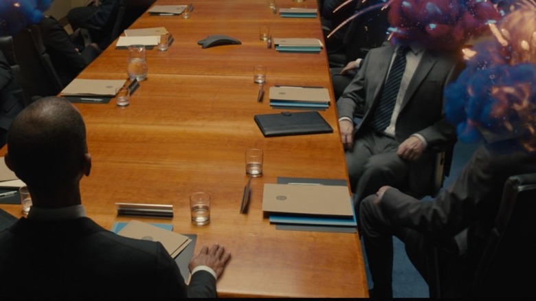 Heads exploding in bright fireworks displays