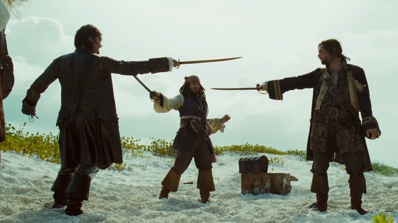 Jack, Will and Norrington fight
